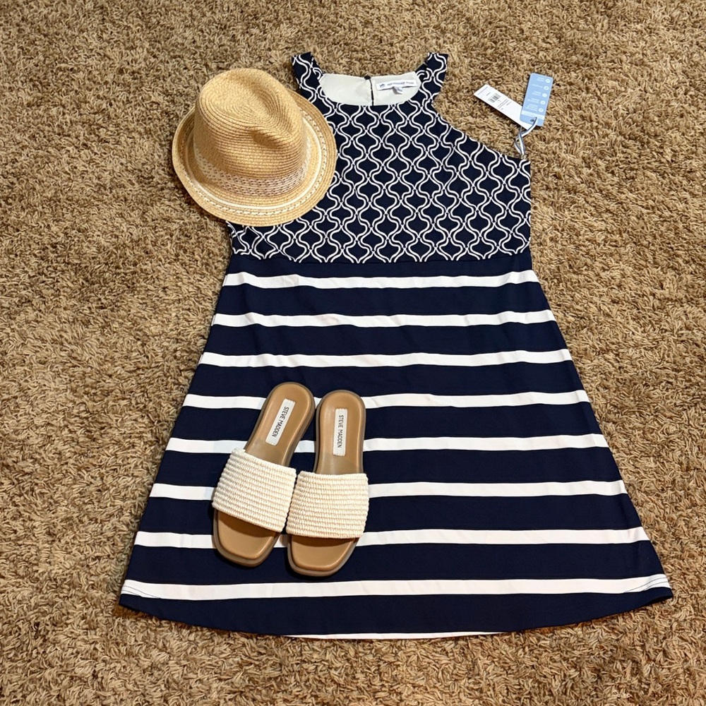 Southern Tide Navy and White Striped Dress NWT Size Large